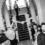 Barn Owl Ring Bearer flying at wedding