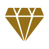 gold diamond shape with five facets and elegant design