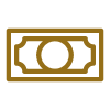 golden bill representing three units of currency