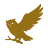 gold owl with wings spread perched on a branch representing wisdom and 8 truths